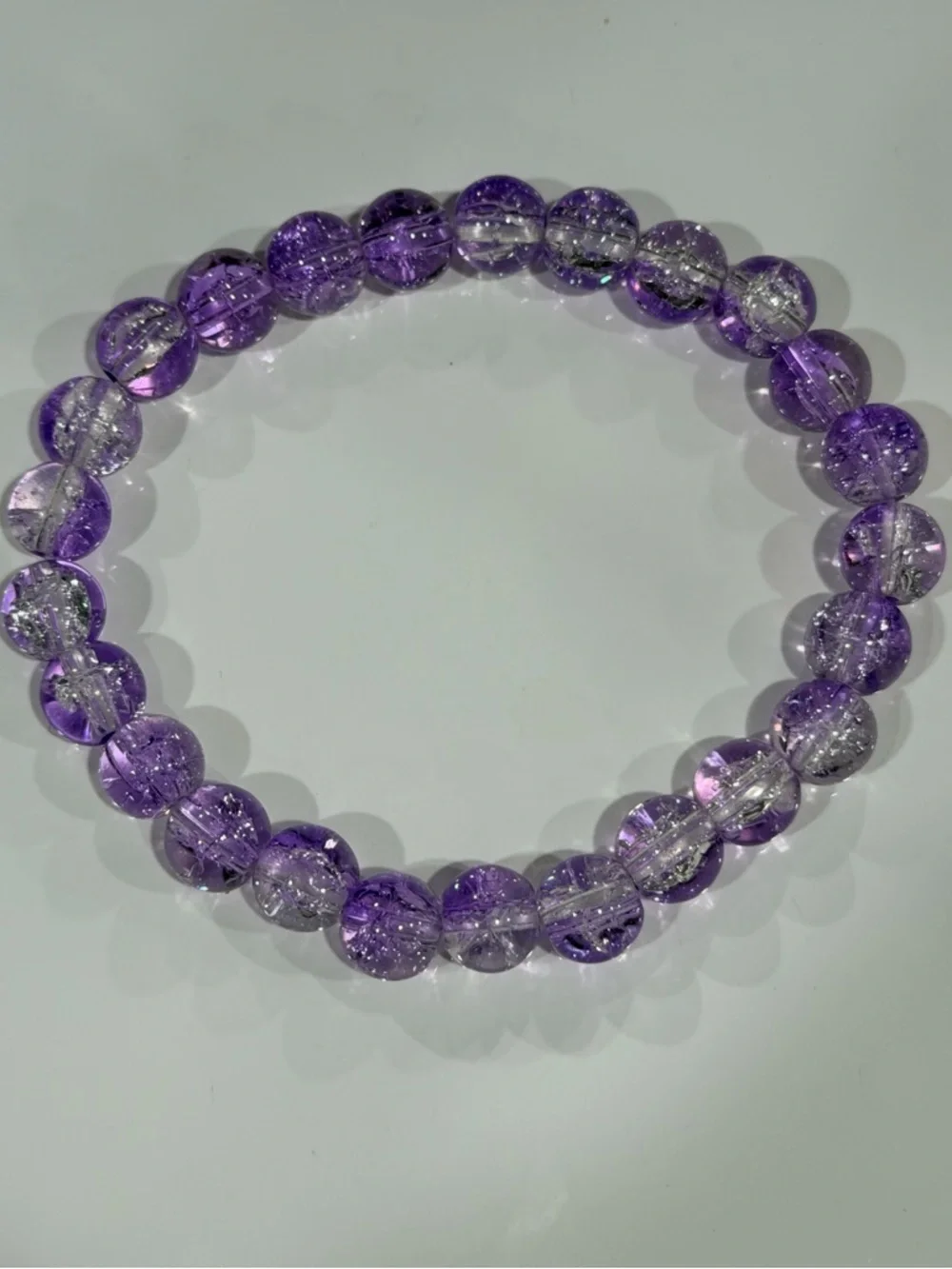 Purple Beaded Crackle Quartz Stretch Bracelet